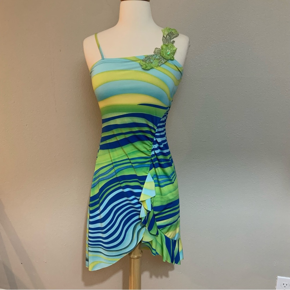 VINTAGE Y2K CLICK CLICK EMBROIDERED SHOULDER DRESS